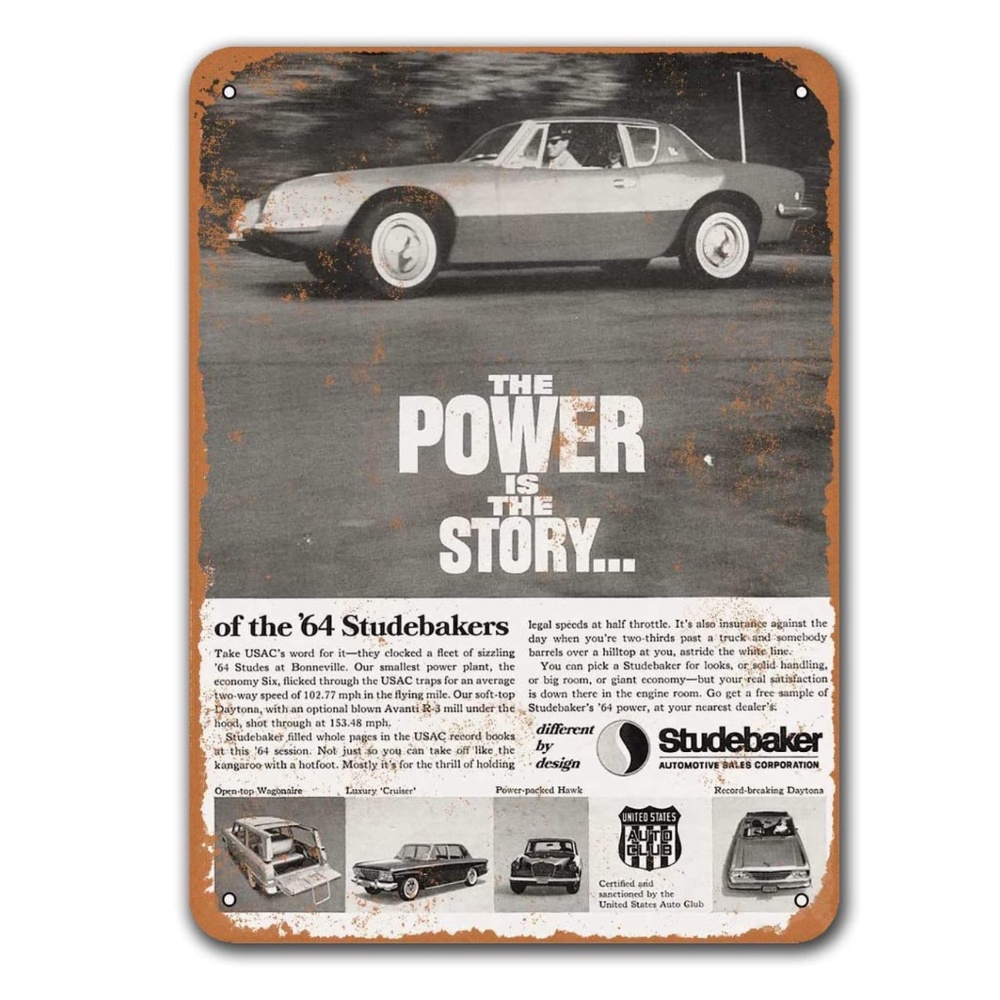 NEW Vintage Car Wall Decor~1964 Studebaker Automobiles 8x12 inches